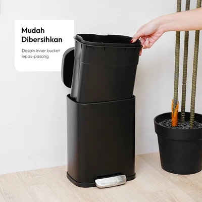 Gambar Informa Milan Tempat Sampah Pedal Stainless Steel & Plastik 5 Liter - Hitam