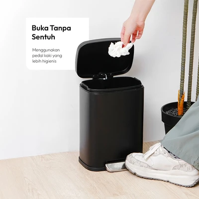 Gambar Informa Milan Tempat Sampah Pedal Stainless Steel & Plastik 5 Liter - Hitam