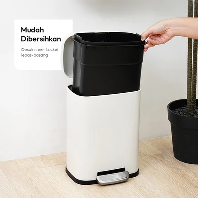 Gambar Informa Milan Tempat Sampah Pedal Stainless Steel & Plastik 5 Liter - Putih