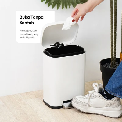 Gambar Informa Milan Tempat Sampah Pedal Stainless Steel & Plastik 5 Liter - Putih