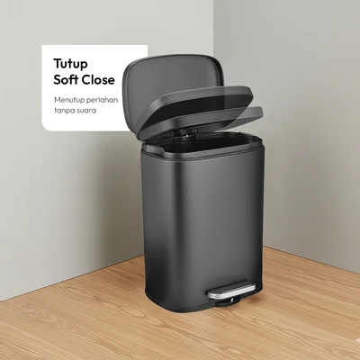 Gambar Informa Milan Tempat Sampah Pedal Stainless Steel & Plastik 12 Liter - Hitam