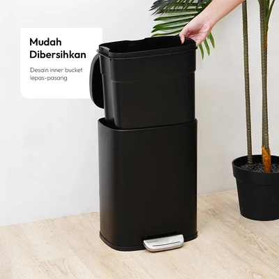 Gambar Informa Milan Tempat Sampah Pedal Stainless Steel & Plastik 12 Liter - Hitam
