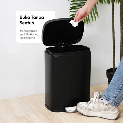 Gambar Informa Milan Tempat Sampah Pedal Stainless Steel & Plastik 12 Liter - Hitam