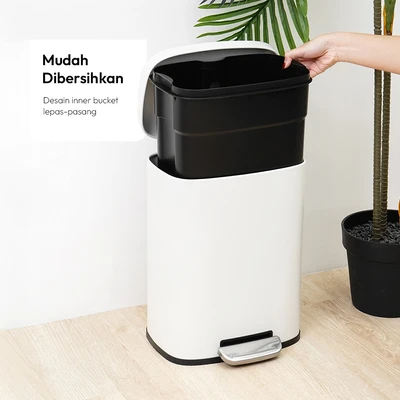 Gambar Informa Milan Tempat Sampah Pedal Stainless Steel & Plastik 12 Liter - Putih