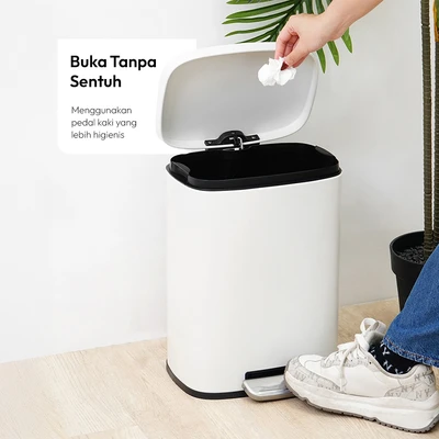 Gambar Informa Milan Tempat Sampah Pedal Stainless Steel & Plastik 12 Liter - Putih
