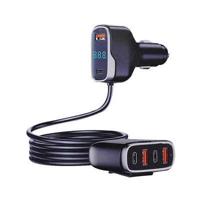 Gambar Otto Klasse Charger Mobil Ekstensi 117 watt 3 USB A & 3 Type C - Hitam