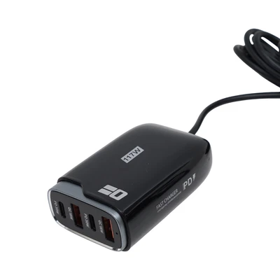 Gambar Otto Klasse Charger Mobil Ekstensi 117 watt 3 USB A & 3 Type C - Hitam