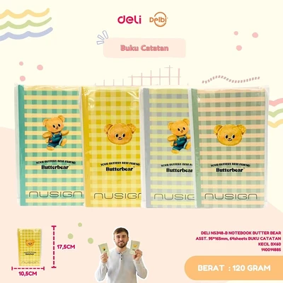 Gambar Deli Notebook B5 Soft Cover Plaid Butterbear Random