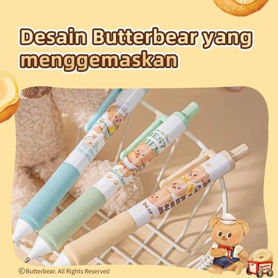 Gambar Deli Pulpen Gel Hitam 0.5 Mm Butterbear V3 Random