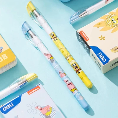 Gambar Deli 0.5 Mm Pulpen Gel Biru Spongebob Random