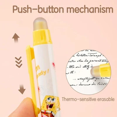 Gambar Deli Pulpen Gel Hitam Erasable 0.5 Mm Spongebob G95bk Random