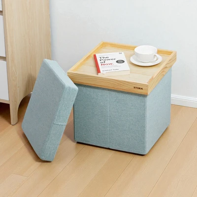 Gambar Stora Luvo Bangku Ottoman Lipat 38x38 cm - Hijau Teal