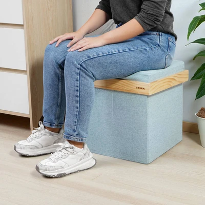 Gambar Stora Luvo Bangku Ottoman Lipat 38x38 cm - Hijau Teal