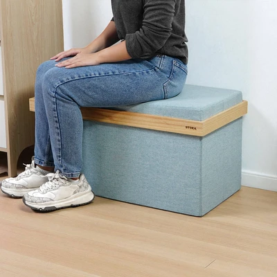Gambar Stora Luvo Bangku Ottoman Lipat 76x38 cm - Hijau Teal