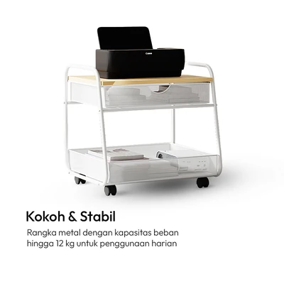 Gambar Informa Stanis Rak Troli 2 Tingkat Dengan Drawer - Putih