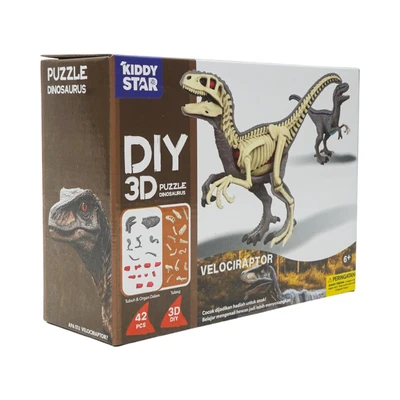 Gambar Kiddy Star Puzzle 3d Diy Dinosaurus Velociraptor Set 42 Pcs - Abu-abu