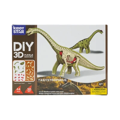 Gambar Kiddy Star Puzzle 3d Diy Dinosaurus Tanystropheus Set 44 Pcs - Hijau