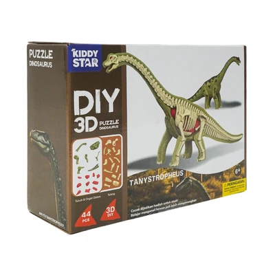 Gambar Kiddy Star Puzzle 3d Diy Dinosaurus Tanystropheus Set 44 Pcs - Hijau