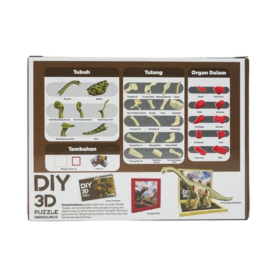 Gambar Kiddy Star Puzzle 3d Diy Dinosaurus Tanystropheus Set 44 Pcs - Hijau