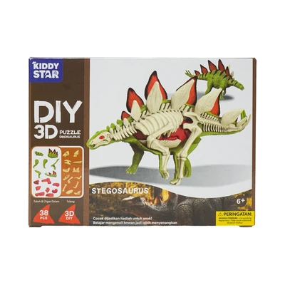 Gambar Kiddy Star Puzzle 3d Diy Dinosaurus Stegosaurus Set 38 Pcs - Hijau