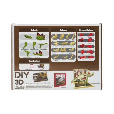 Gambar Kiddy Star Puzzle 3d Diy Dinosaurus Stegosaurus Set 38 Pcs - Hijau