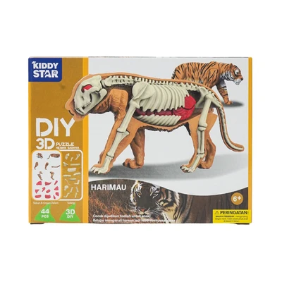 Gambar Kiddy Star Puzzle 3d Diy Animal Tiger Set 44 Pcs - Oranye