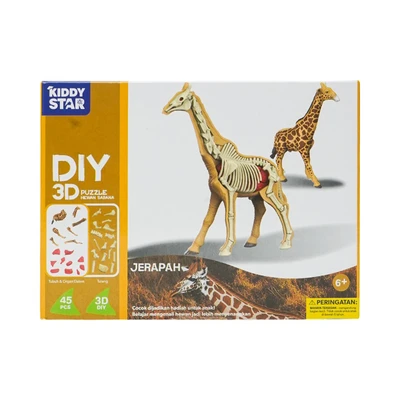 Gambar Kiddy Star Puzzle 3d Diy Animal Giraffe Set 45 Pcs - Oranye