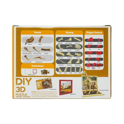 Gambar Kiddy Star Puzzle 3d Diy Animal Giraffe Set 45 Pcs - Oranye