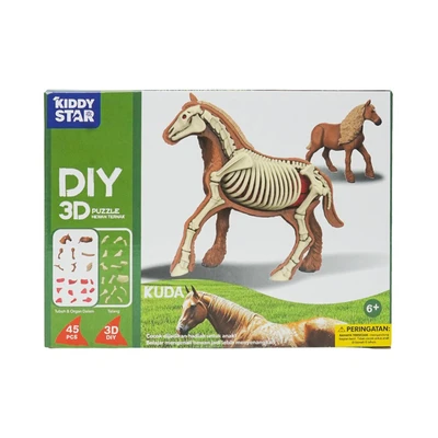 Gambar Kiddy Star Puzzle 3d Diy Farm Animal Horse Set 45 Pcs - Mix