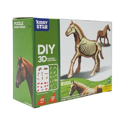 Gambar Kiddy Star Puzzle 3d Diy Farm Animal Horse Set 45 Pcs - Mix