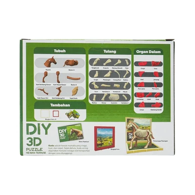 Gambar Kiddy Star Puzzle 3d Diy Farm Animal Horse Set 45 Pcs - Mix