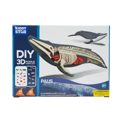 Gambar Kiddy Star Puzzle 3d Diy Sea Animal Whale Set 34 Pcs - Mix