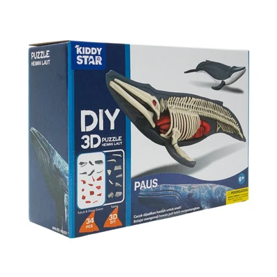 Gambar Kiddy Star Puzzle 3d Diy Sea Animal Whale Set 34 Pcs - Mix