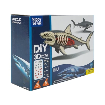 Gambar Kiddy Star Puzzle 3d Diy Sea Animal Shark Set 39 Pcs - Mix
