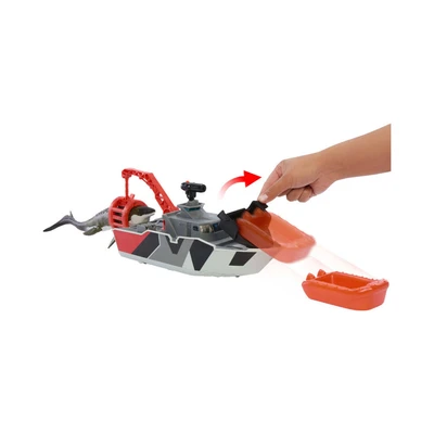 Gambar Matchbox Jurassic World Rebirth Set Mosasaurus Rescue Action Boat - Mix