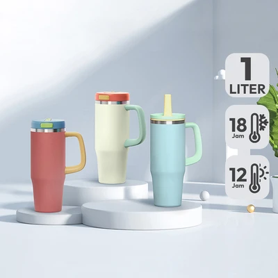 Gambar Picas Botol Vacuum Flask Pop Sip Dengan Handle 1 Liter Random