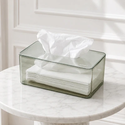 Gambar Stora 23.5x13.5x9.7 cm Kotak Tisu Frosted Plastik - Hijau