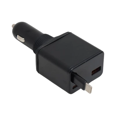 Gambar Otto Klasse Charger Mobil 75 watt 1 USB A & 1 Type C Dengan Kabel Reel Type C - Hitam