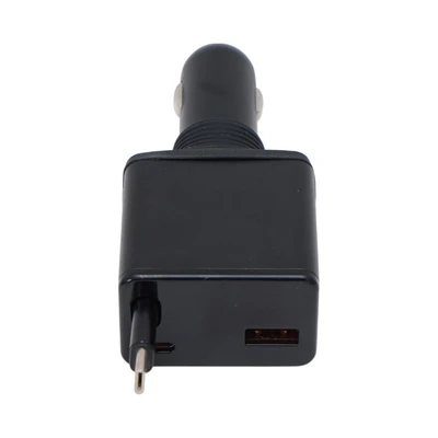 Gambar Otto Klasse Charger Mobil 75 watt 1 USB A & 1 Type C Dengan Kabel Reel Type C - Hitam