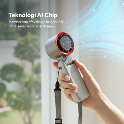 Gambar Azko Kipas Angin Portabel Rechargeable Foldable - Putih/Abu-Abu
