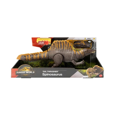 Gambar Jurassic World Rebirth Figure Tail Trasher Spinosaurus - Cokelat