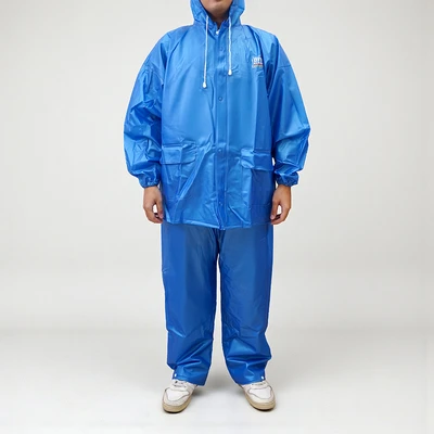 Gambar Otto Klasse Ukuran 3XL Jas Hujan PVC Dengan Reflektor - Biru