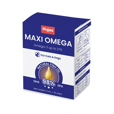 Gambar Majes Suplemen Anjing & Kucing All Life Stages Maxi Omega 3 mlx20 Strips