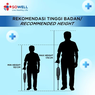 Gambar Sowell Tongkat Jalan Dengan Tempat Duduk 2 in 1 SHE205 - Hitam