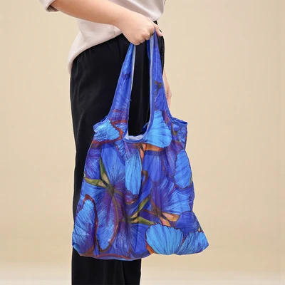 Gambar Passport Tas Belanja Lipat Vivid Flower - Biru