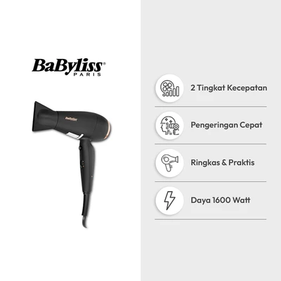 Gambar Babyliss Hair Dryer Travel Pro 6344H 1200-1600 Watt - Hitam