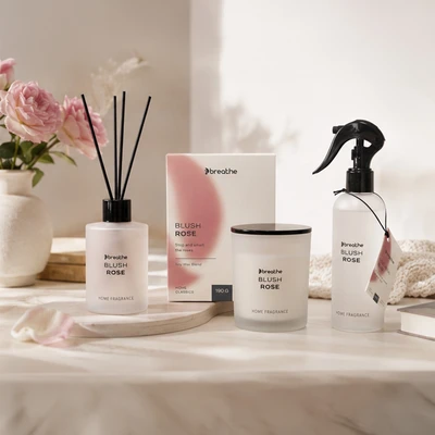 Gambar Breathe Blush Rose Lilin Aromaterapi 190 gr - Putih