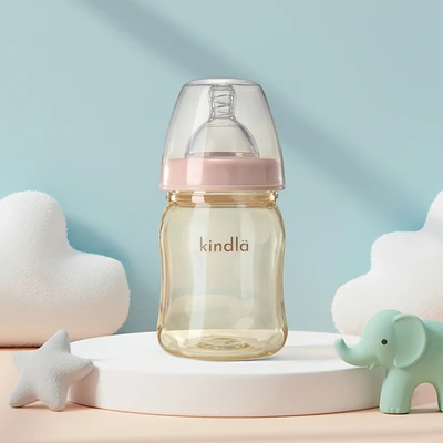 Gambar Kindla Botol Susu Bayi Wide Neck 160 ml - Krem/Pink