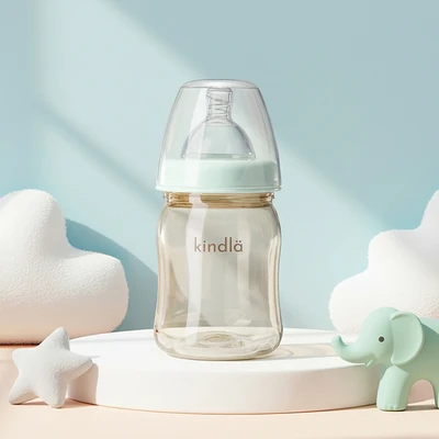 Gambar Kindla Botol Susu Bayi Wide Neck 160 ml - Krem/Biru