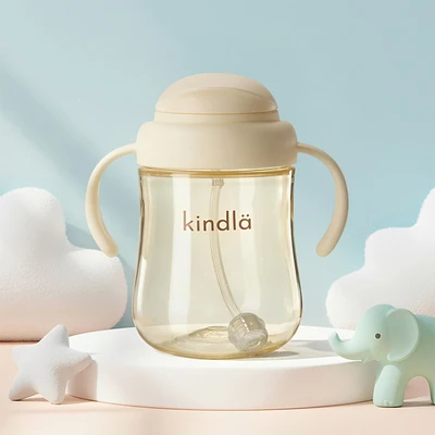 Gambar Kindla Botol Minum Training Anak Dengan Sedotan PPSU 300 ml - Putih Vanilla